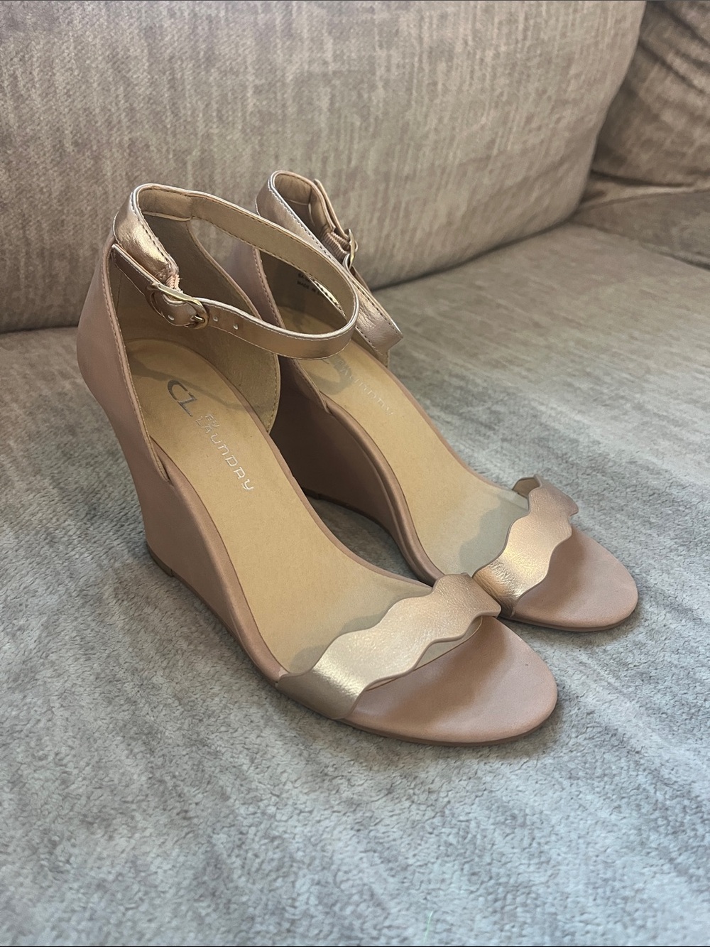 CL by Laundry Rose Gold Ankle-Strap Wedge Sandals - Picture 2 of 7